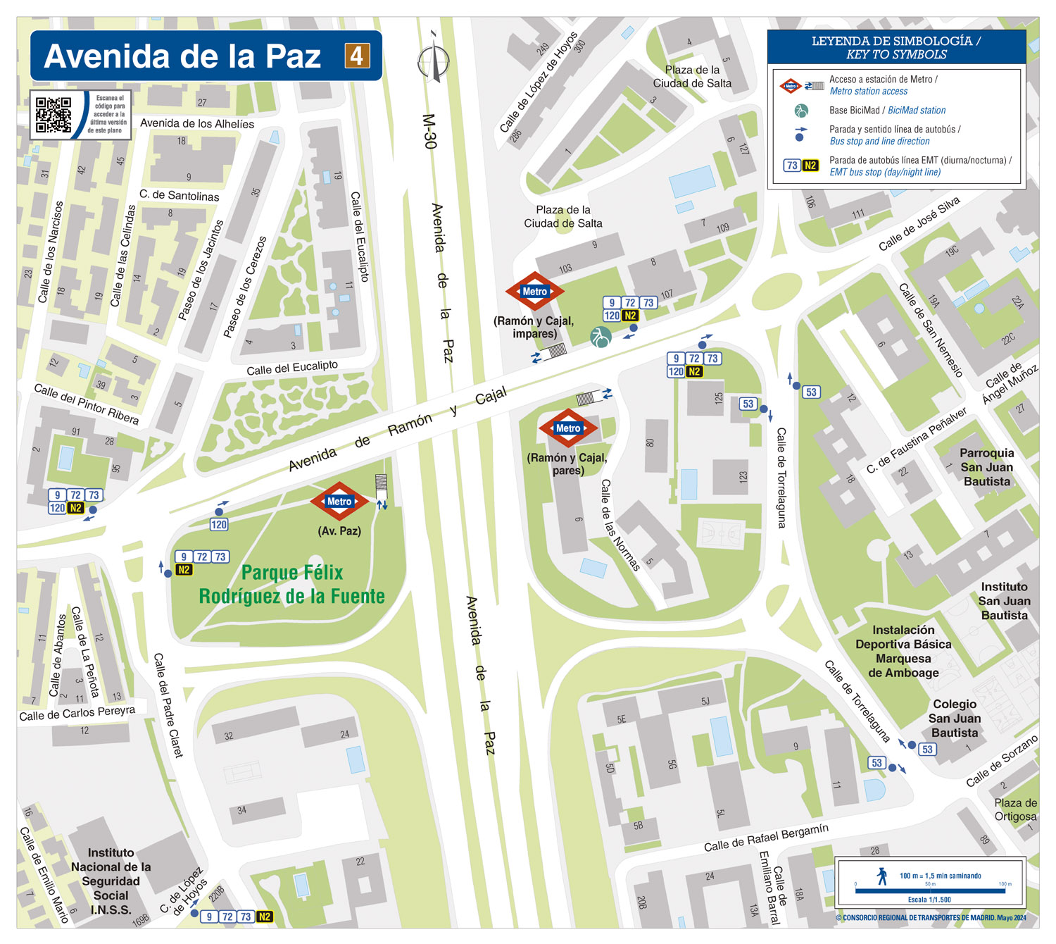 Plano zonal metro Avenida de la Paz