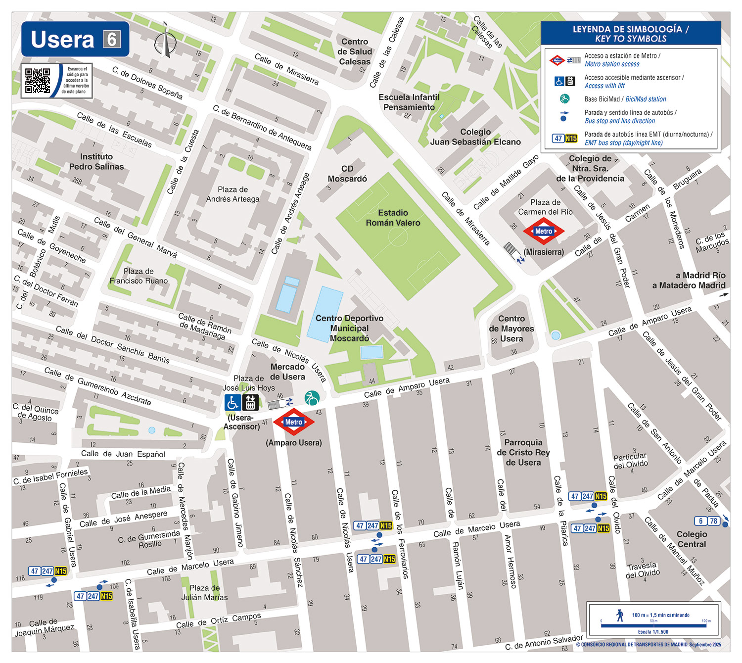 Plano zonal metro Usera