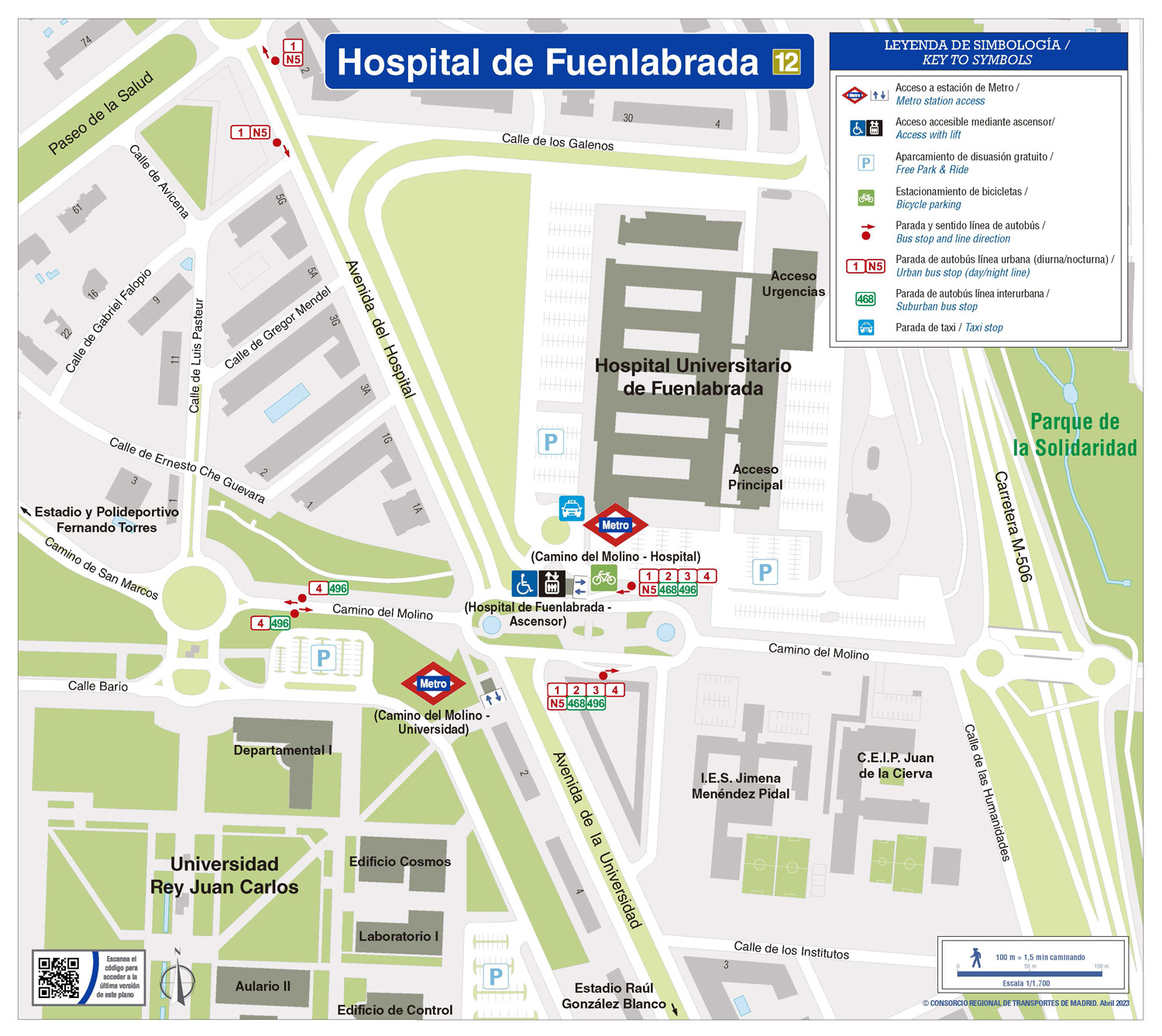 Zonal map of Hospital de Fuenlabrada metro station