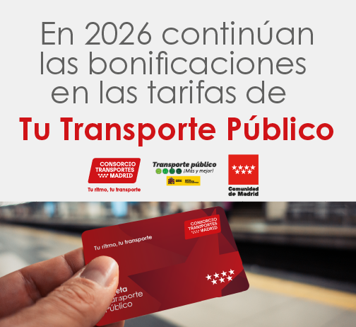 Las tarifas del transporte púbico madrileño continúan bonificadas durante 2026