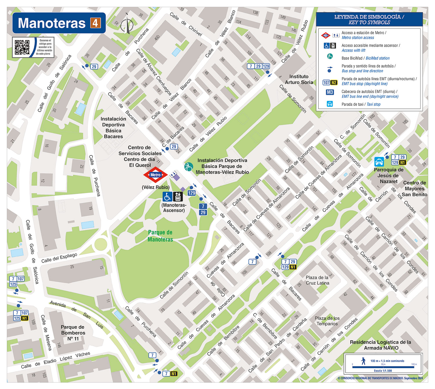 Plano zonal metro manoteras