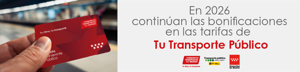 Las tarifas del transporte púbico madrileño continúan bonificadas durante 2026