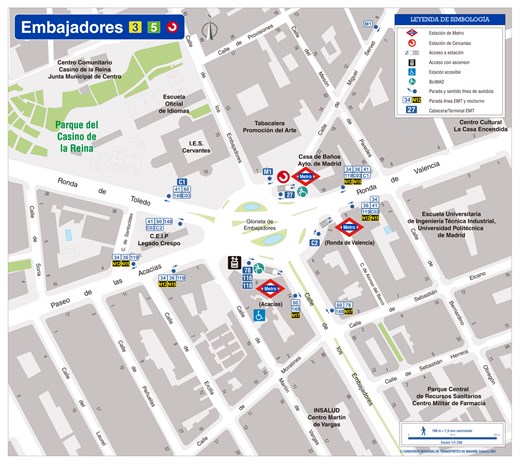 Zonal map of Embajadores station