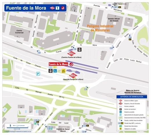 Zonal map of Fuente de la Mora light railstation