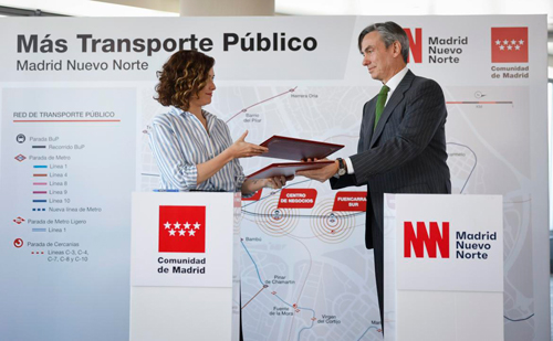 Isabel Díaz Ayuso con el presidente de Distrito Castellana Norte, Álvaro Aresti