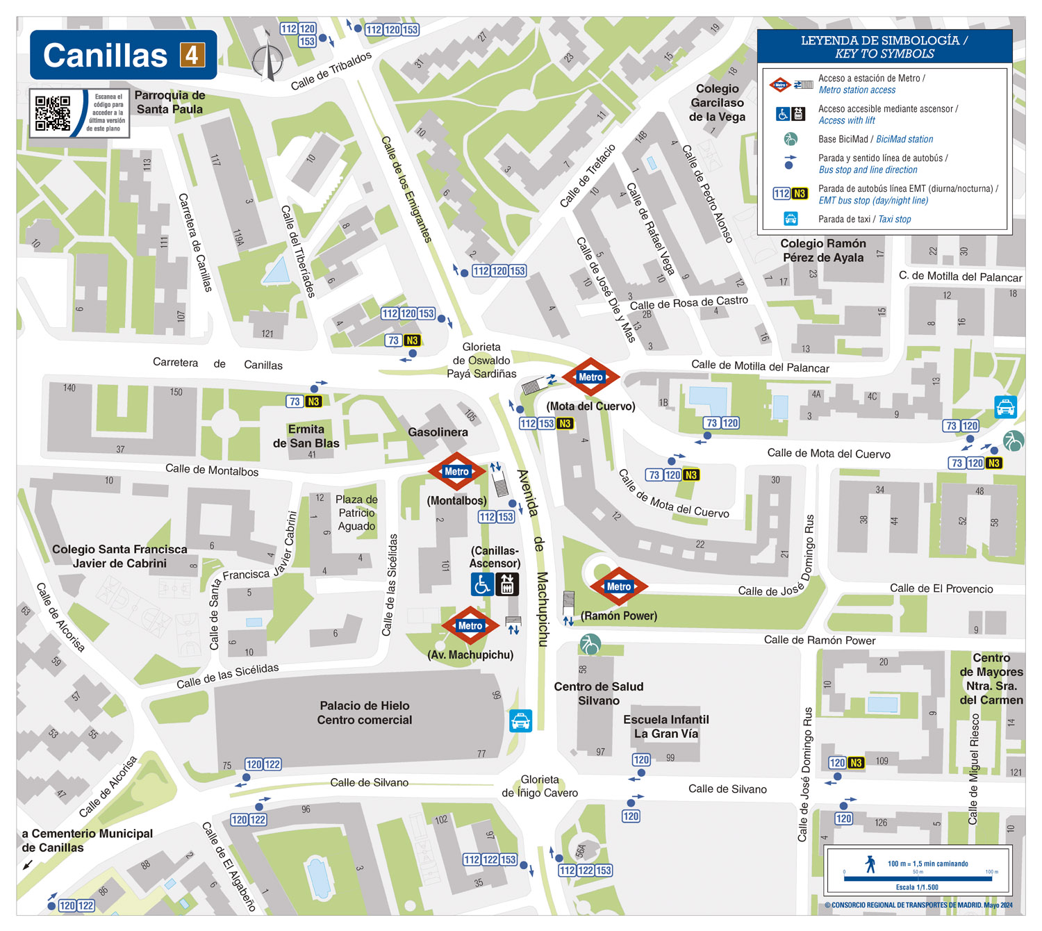 Plano  zonal metro Canillas