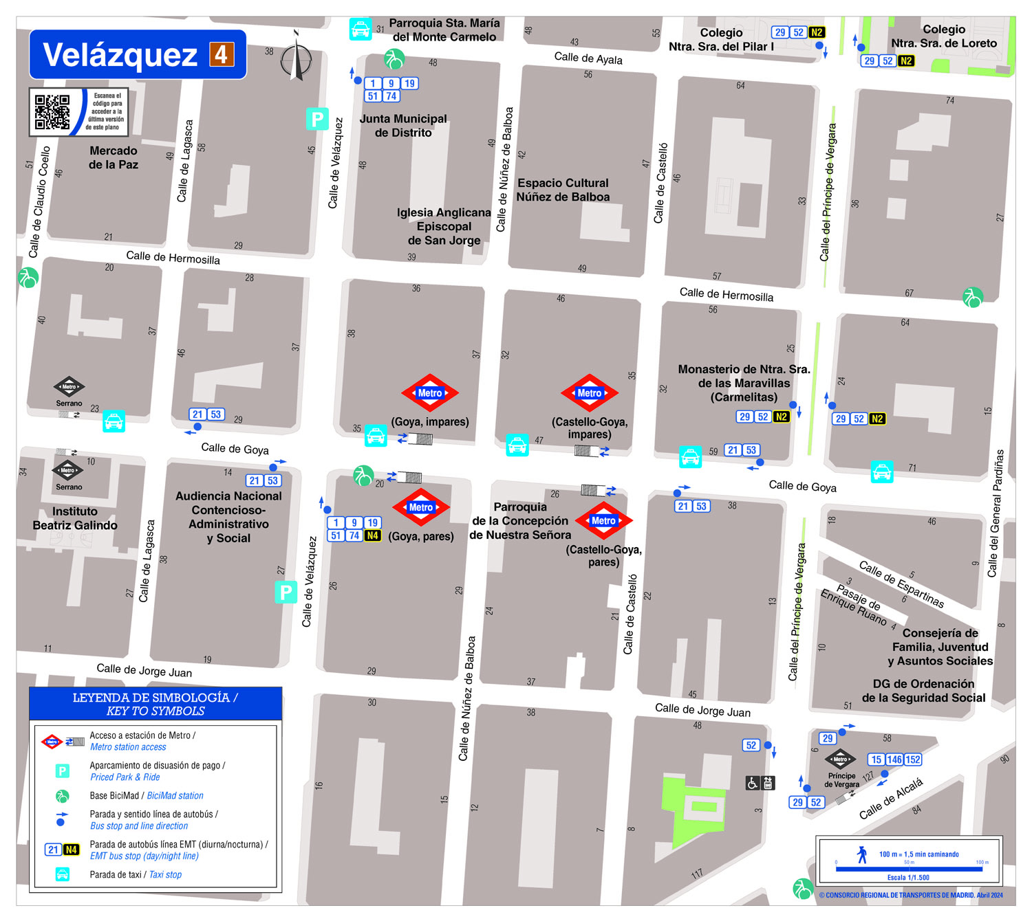 Plano zonal metro Velázquez