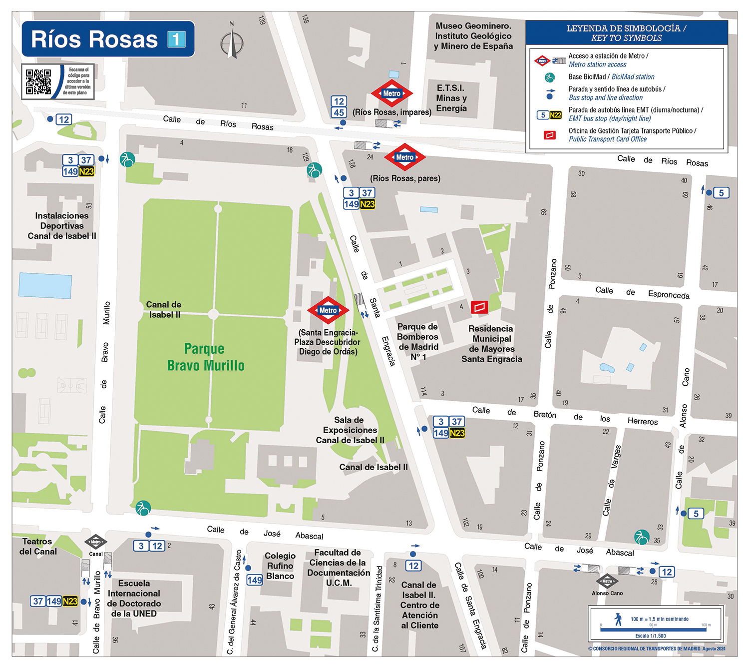 Plano zonal metro Ríos Rosas