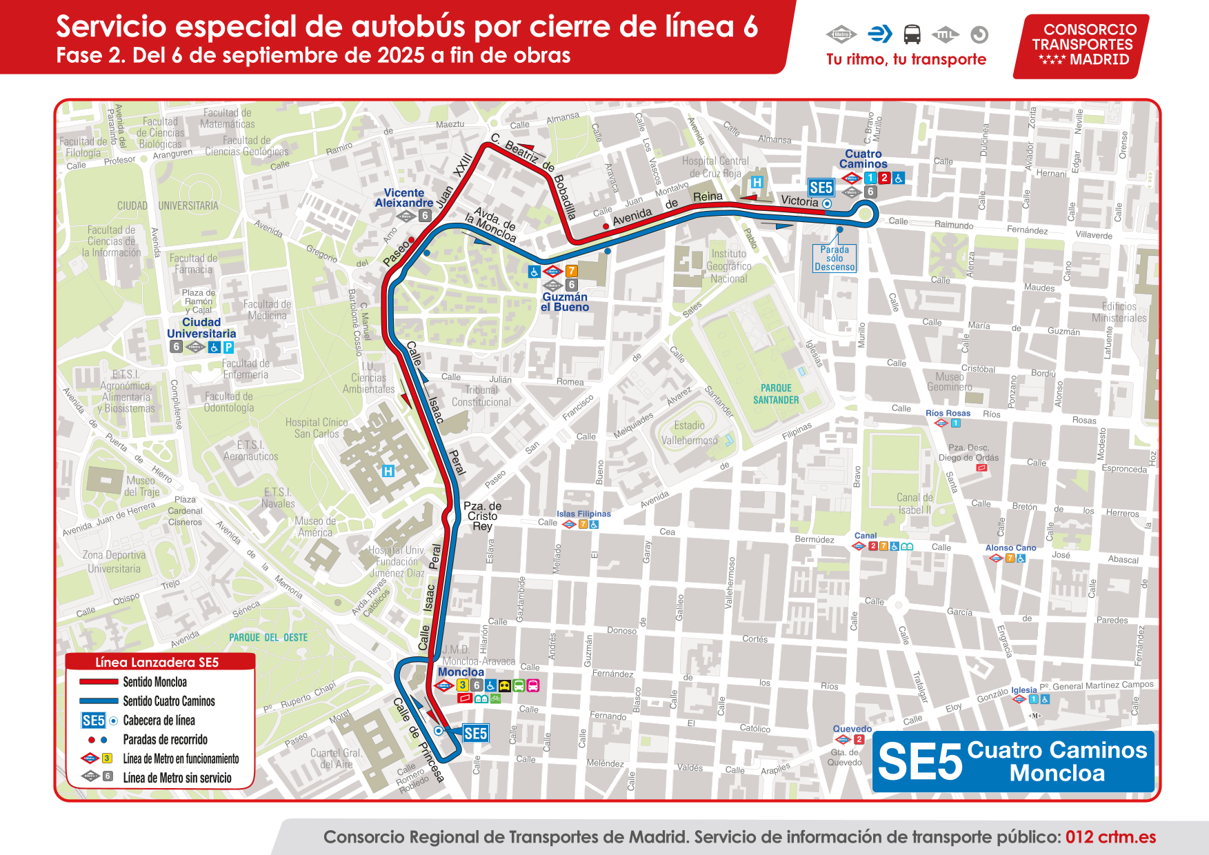 Plano del SE5 Cuatro Caminos Moncloa