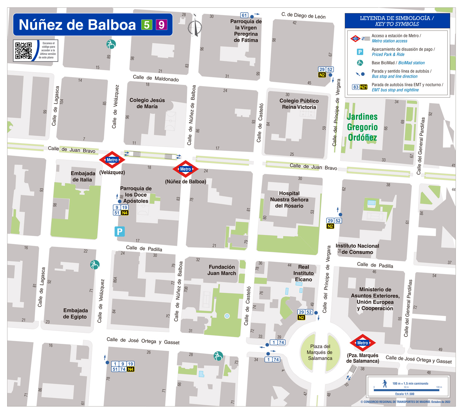 Zonal Map of Núñez de Balboa Metro Station