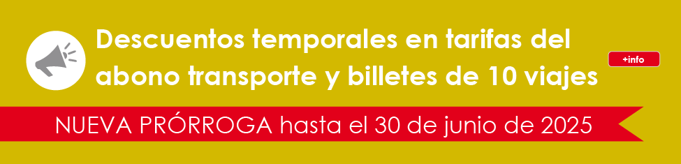 Prórroga de los descuentos en tarifas del abono transporte y billetes 10 viajes durante el primer semestre de 2025