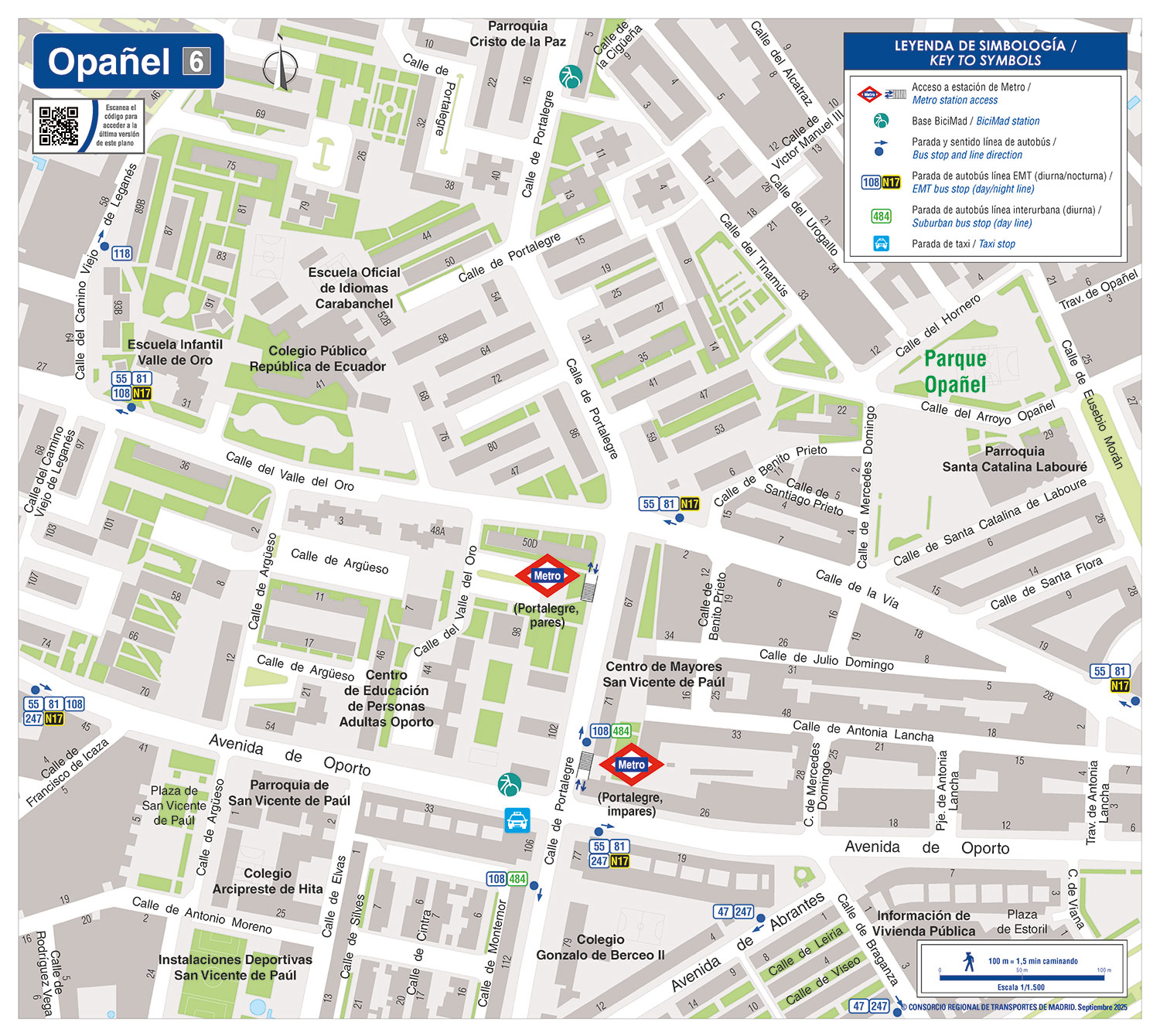 Plano zonal metro Opañel