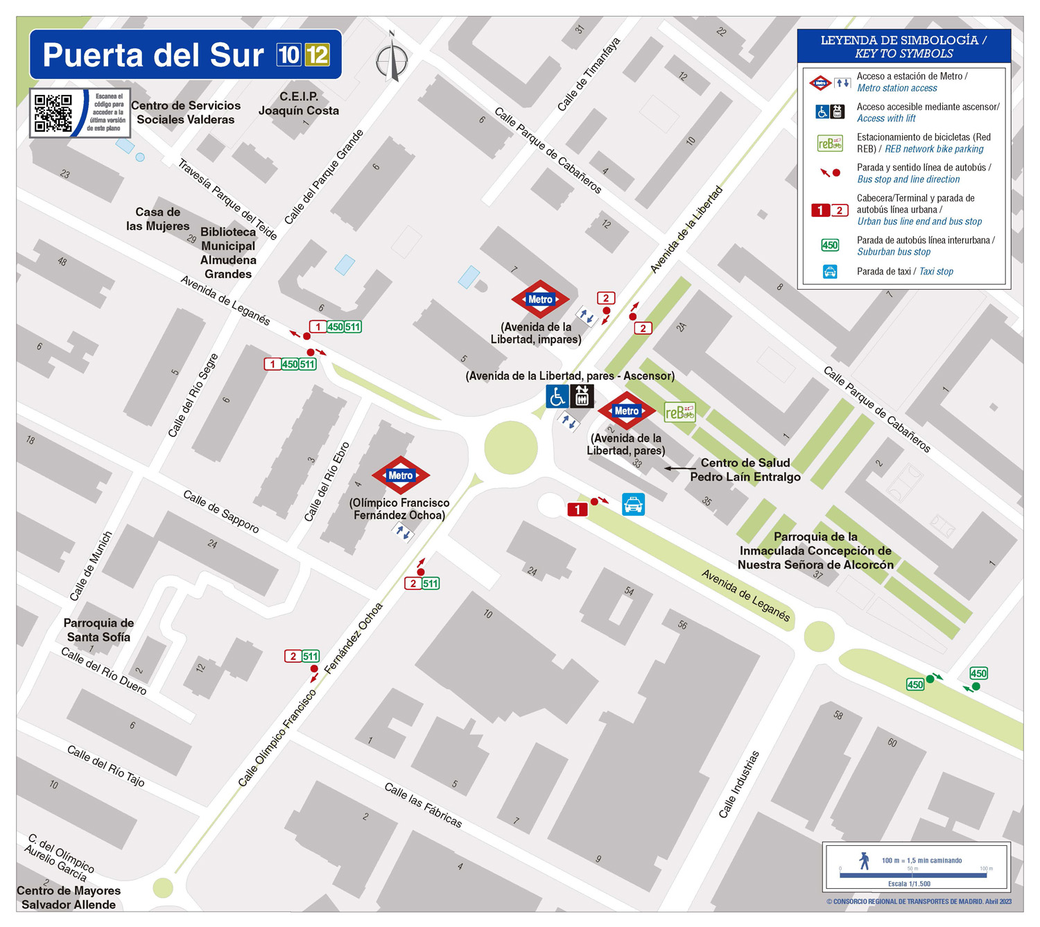 Zonal map of Puerta del Sur metro station