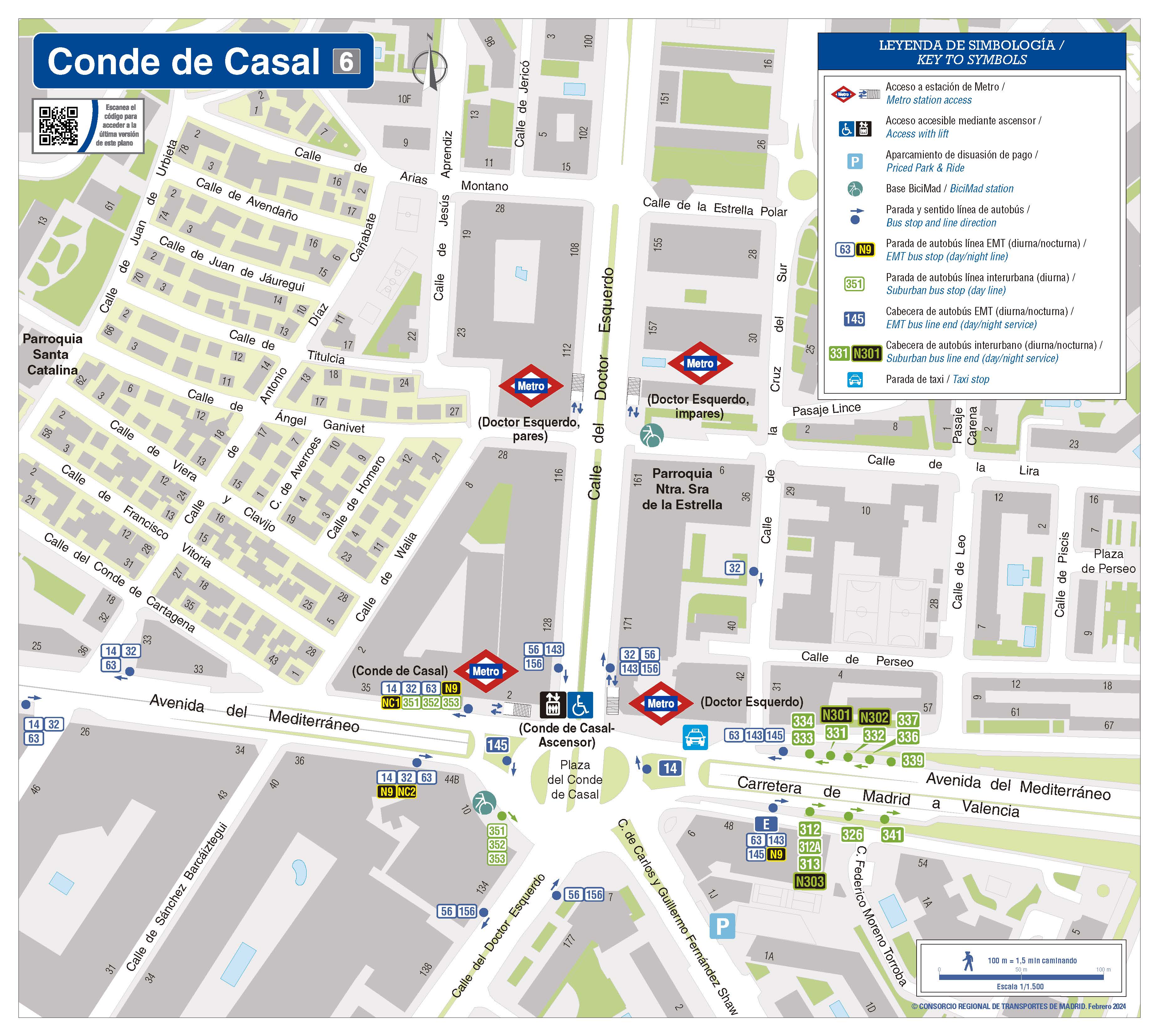 Plano zonal metro Conde de Casal