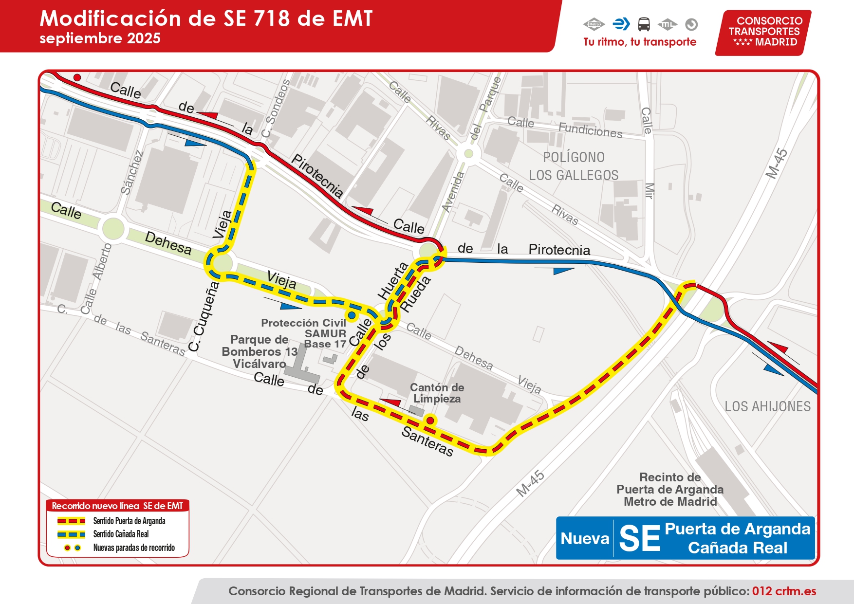 Nuevas paradas del SE718 Vicálvaro
