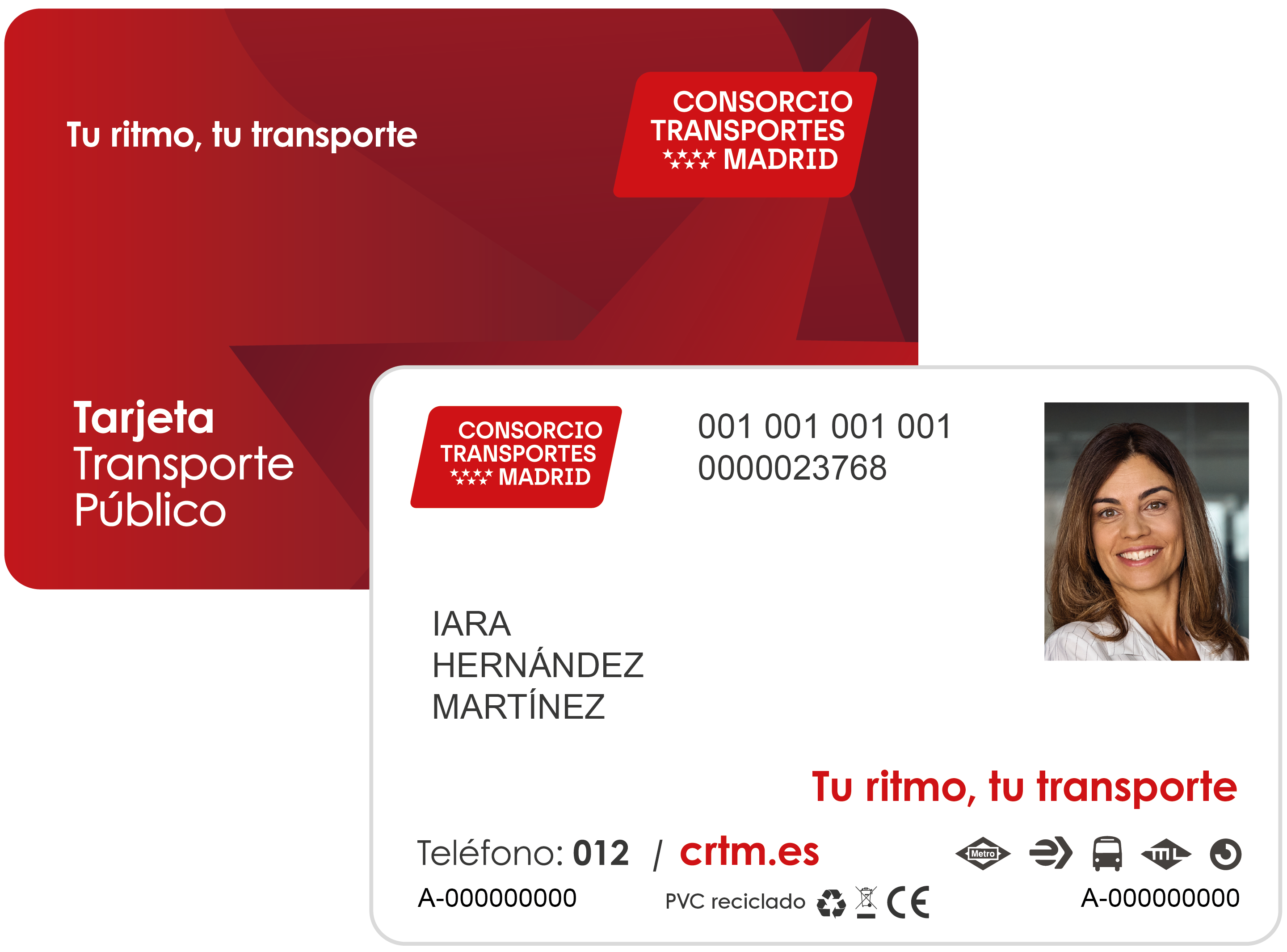 Imagen de la Tarjeta Transporte Personal por ambas caras