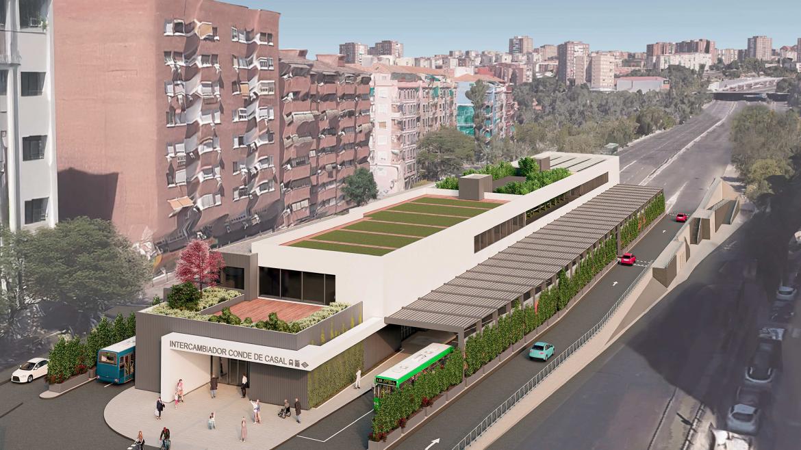 Render del futuro Intercambiador de Conde de Casal