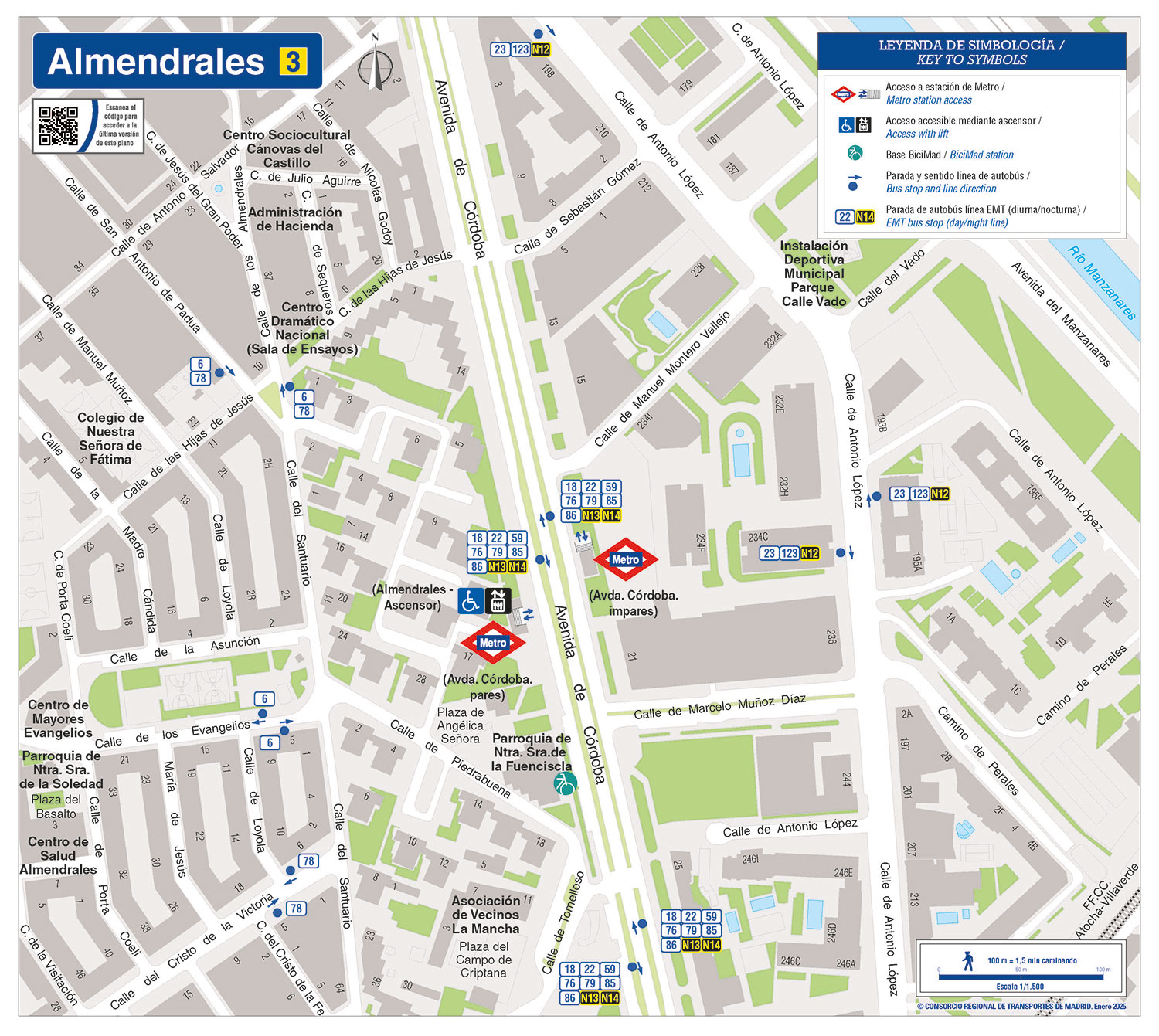 Plano zonal metro Almendrales