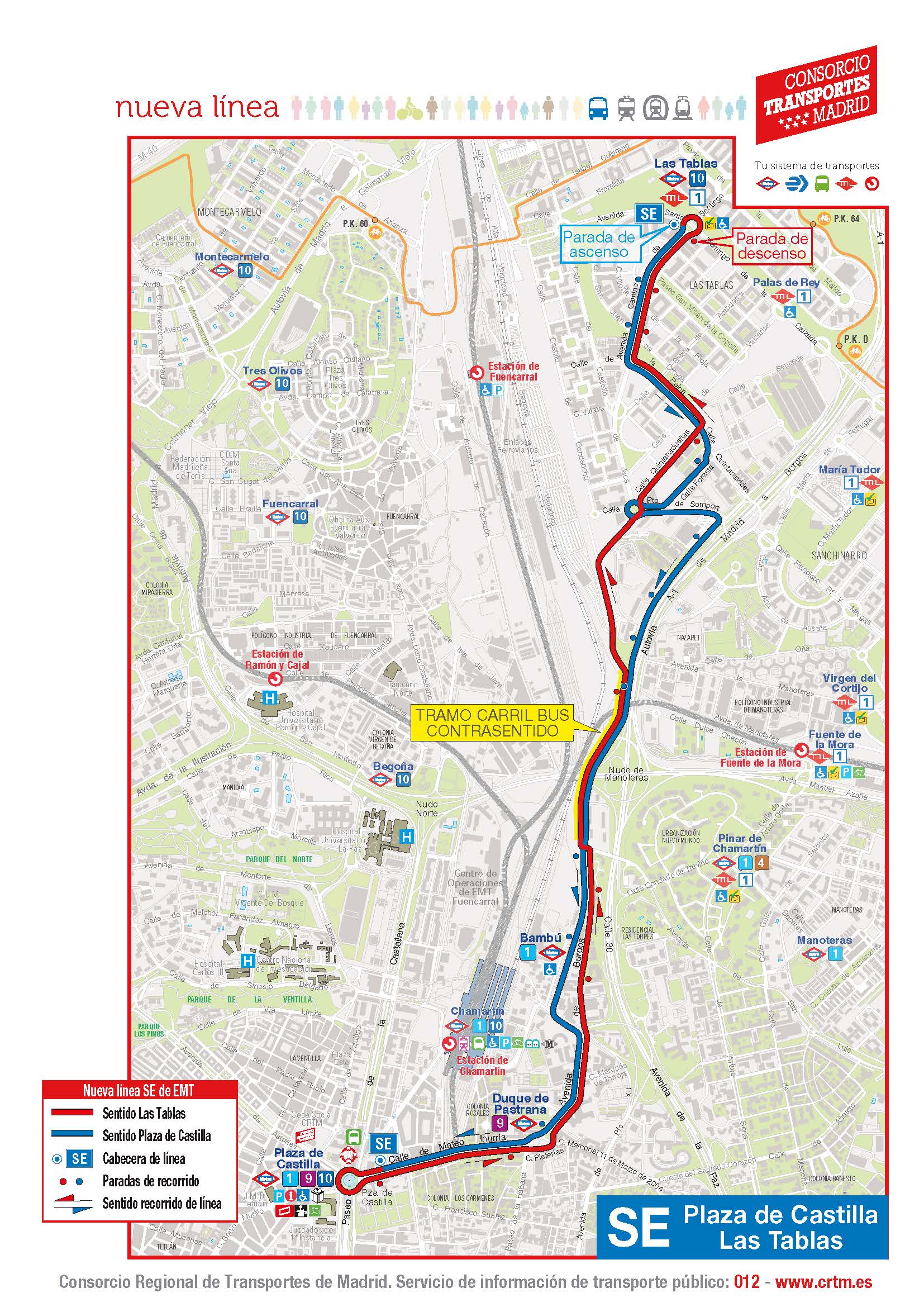 Plano de la nueva línea SE833 de la EMT