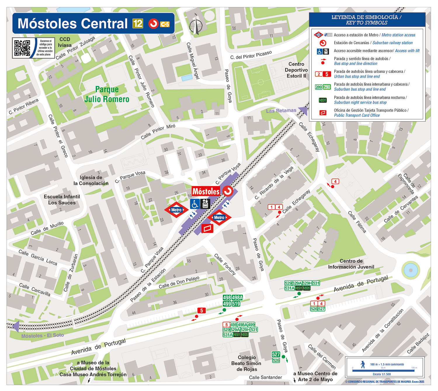 Plano zonal Metro Hospital de Móstoles