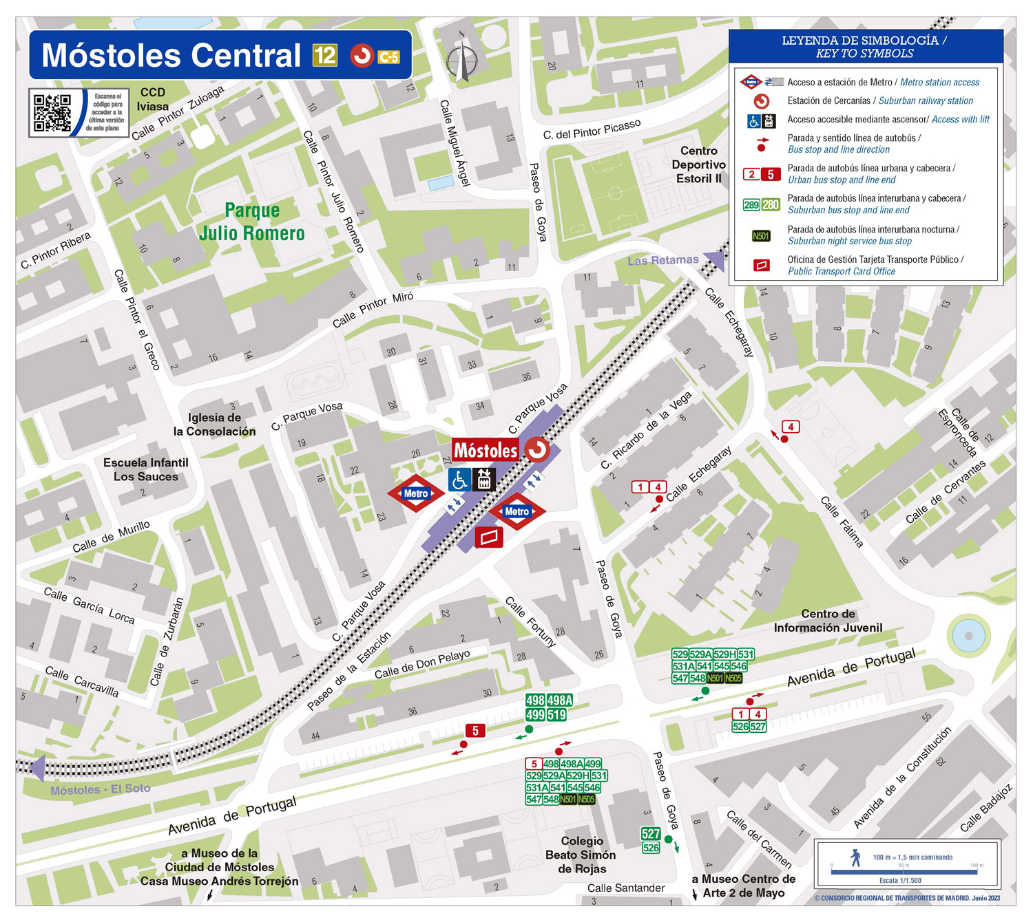 Zonal map of Hospital de Móstoles metro station