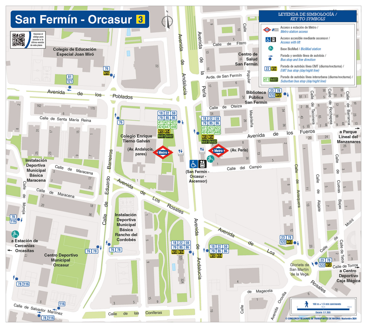 Plano zonal metro san Fermín - Orcasur