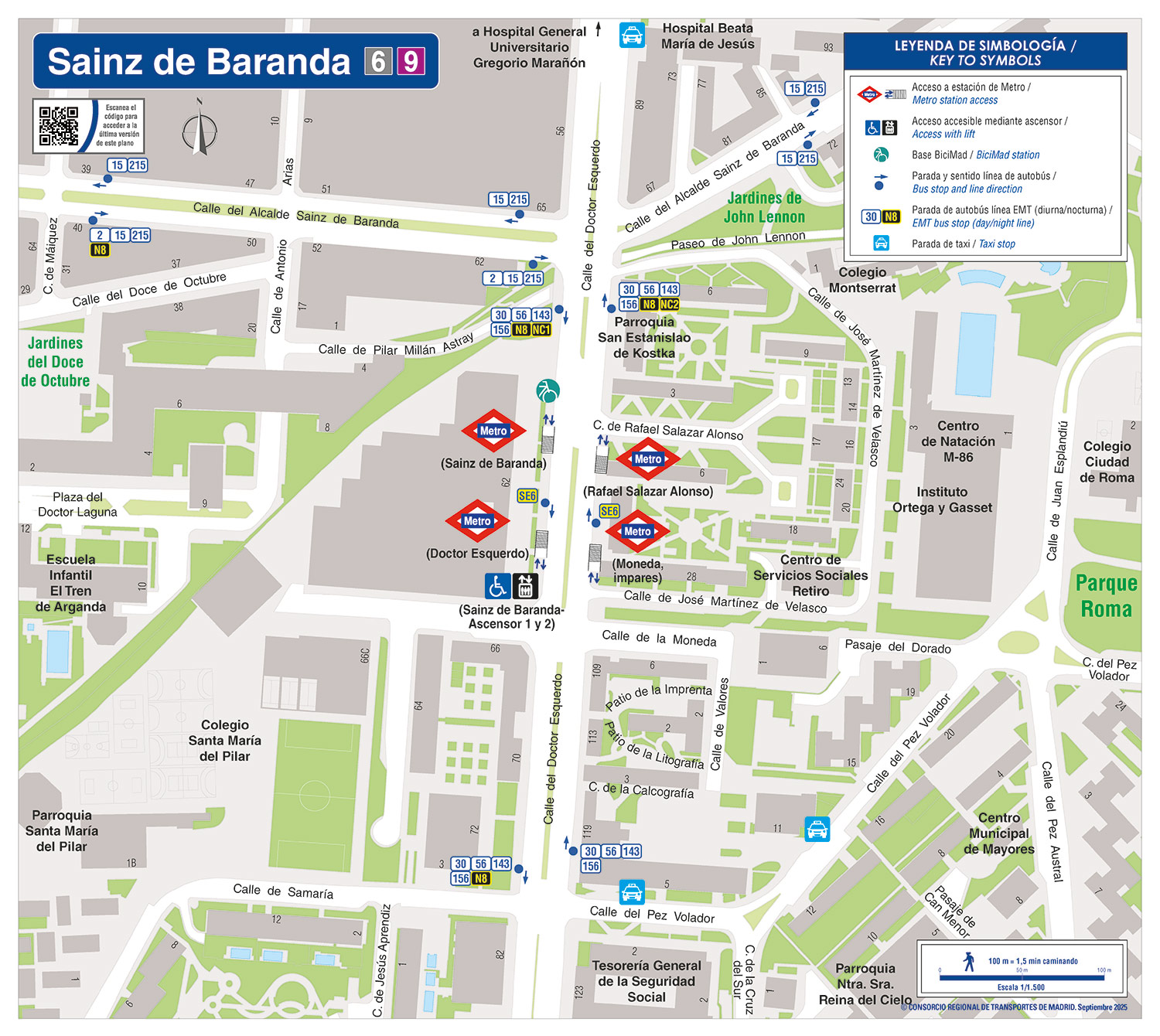 Plano zonal metro Sainz de Baranda