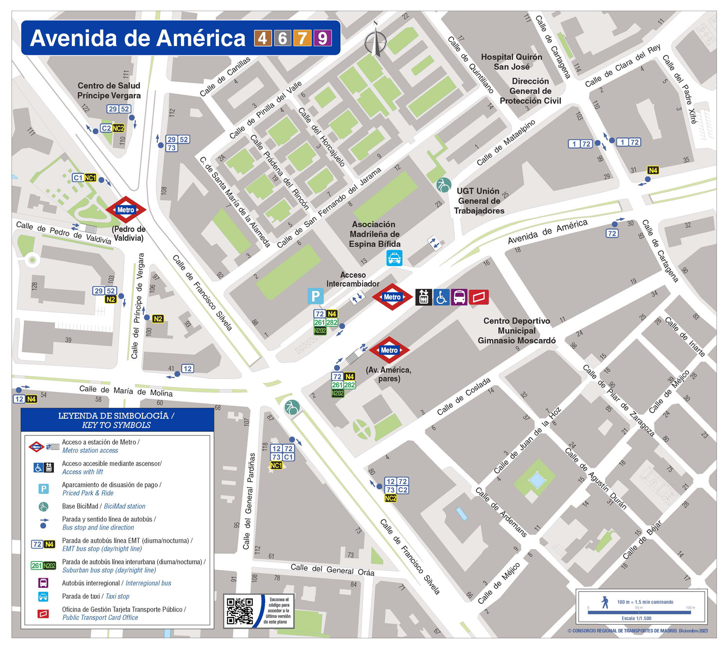 Plano zonal de la estación de Metro de Avenida de América