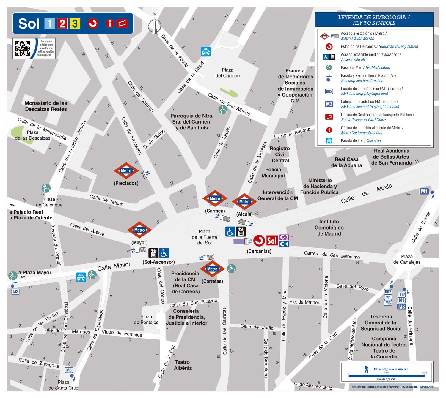 Sol metro station zonal map