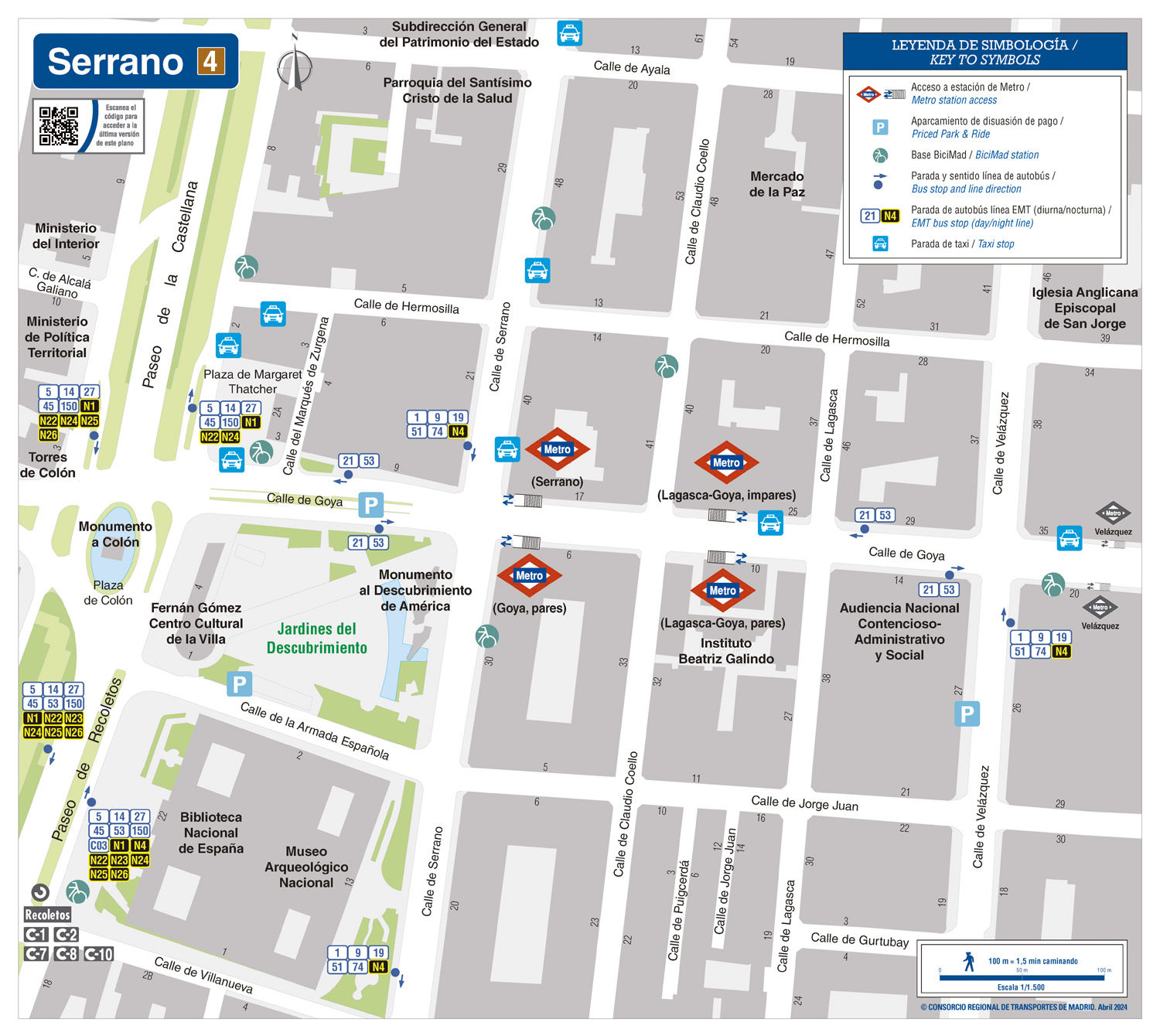 Plano zonal metro Serrano